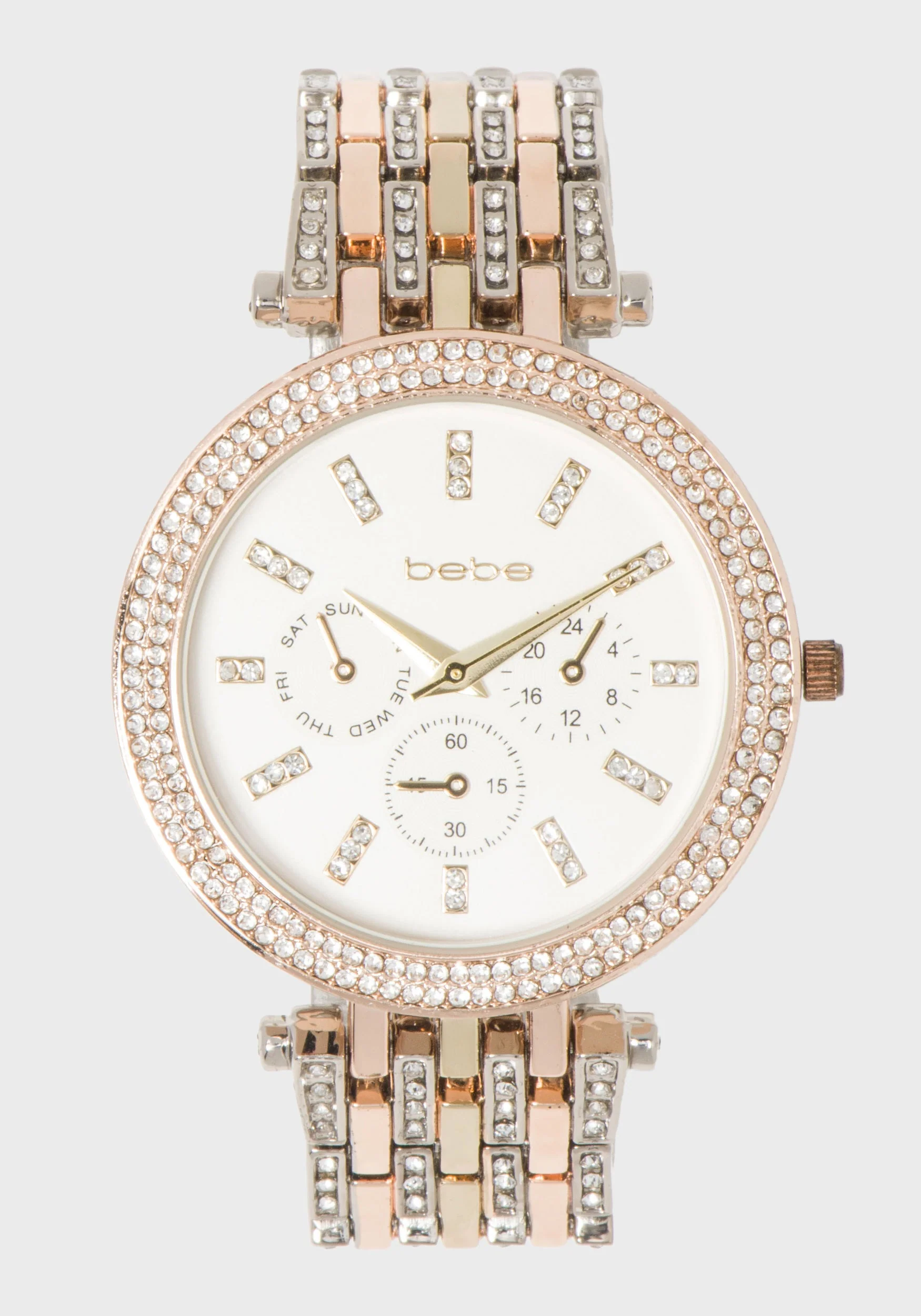 Tri-Tone Crystal Bezel Watch - Image 2