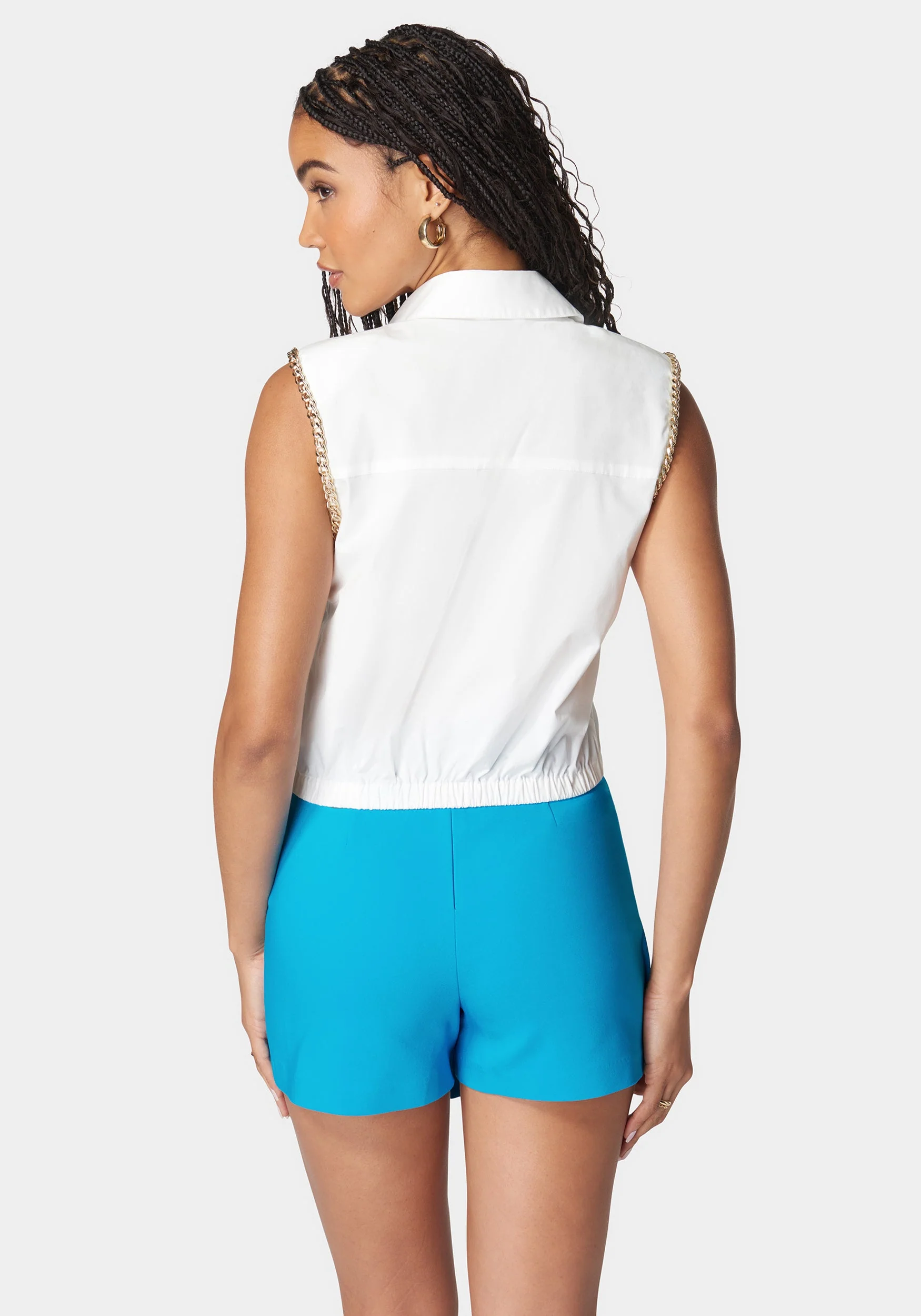 Trim Detail Sleeveless Poplin Top - Image 3