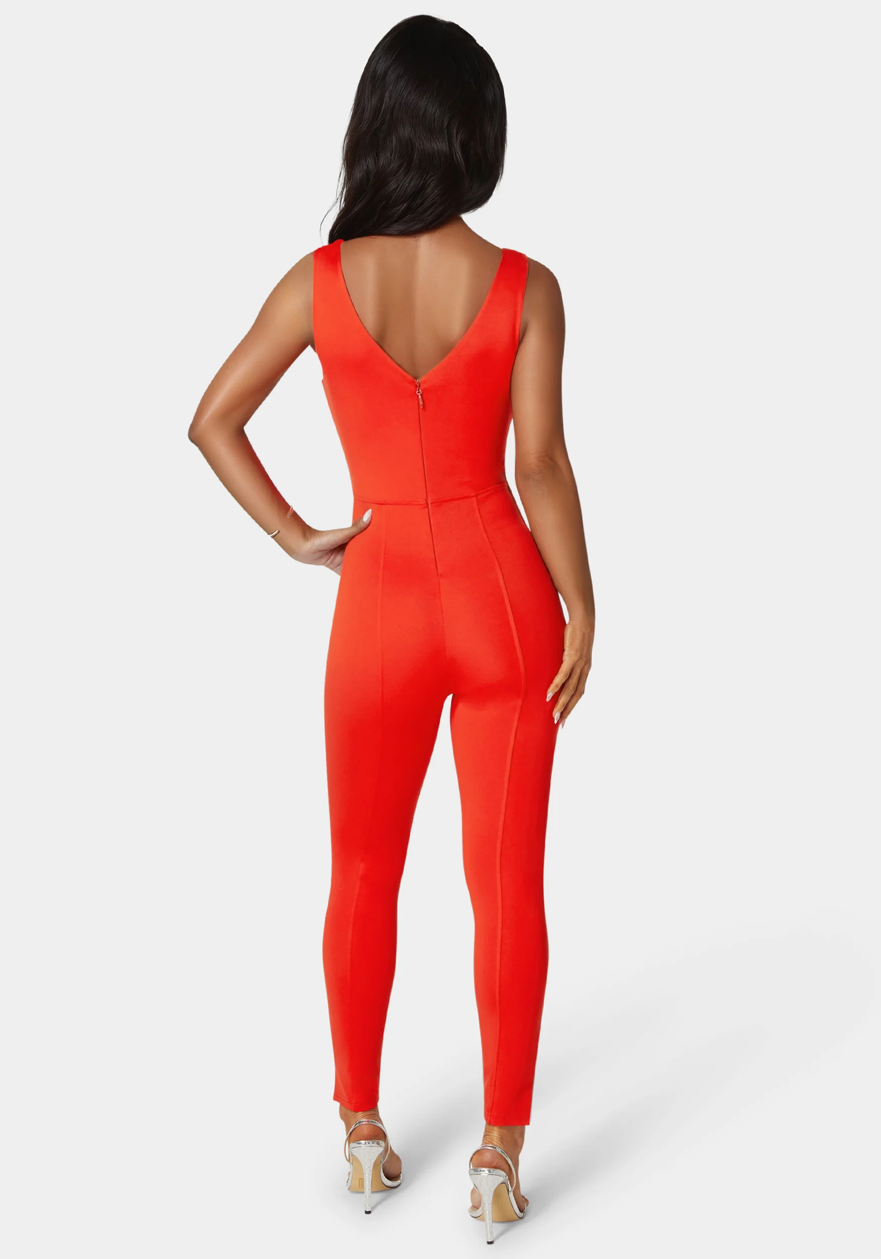 Trim Detail V Neck Catsuit - Image 3