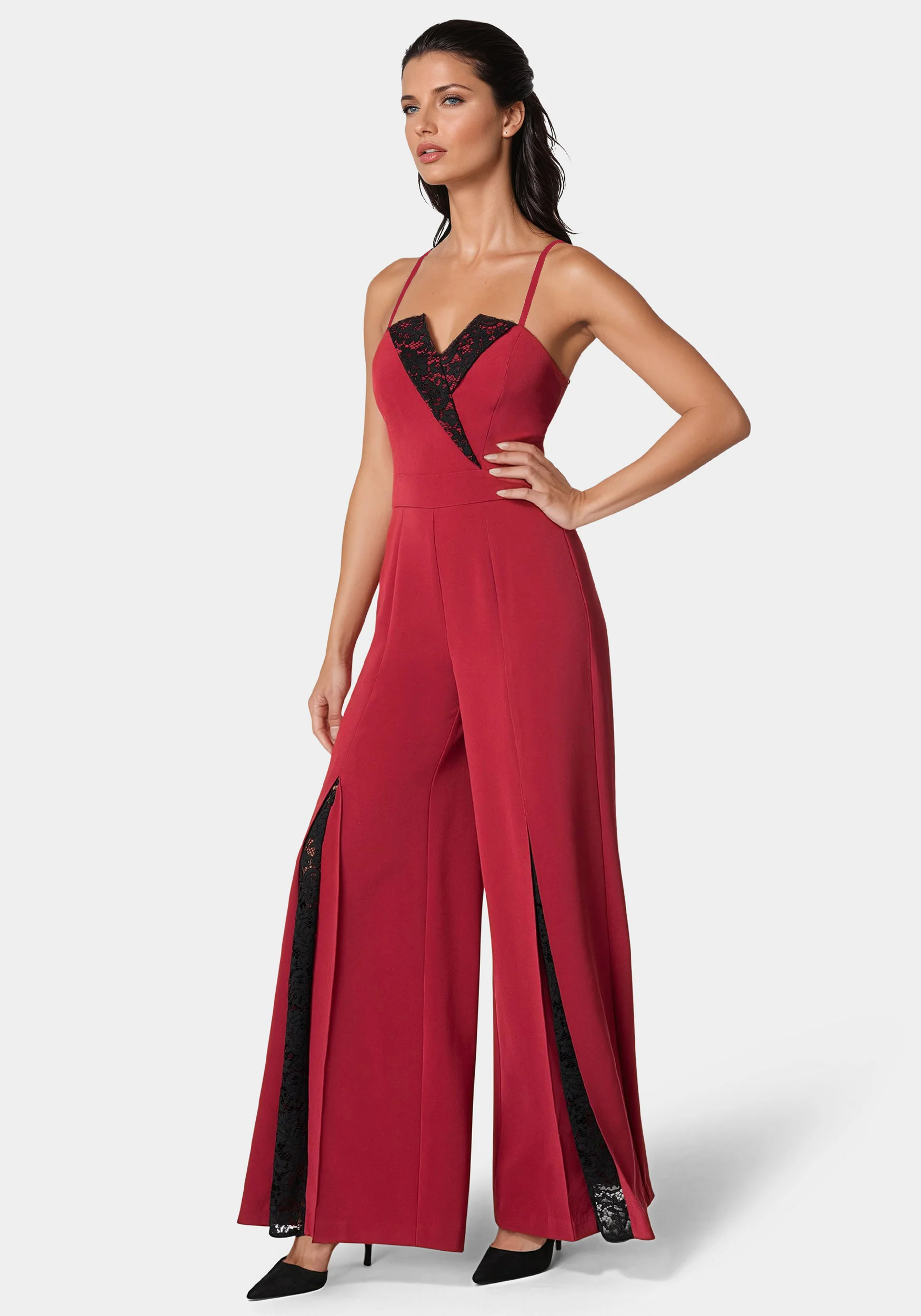 Tuxedo Lace Combo Ultra Wide Leg Jumpsuit - Image 2