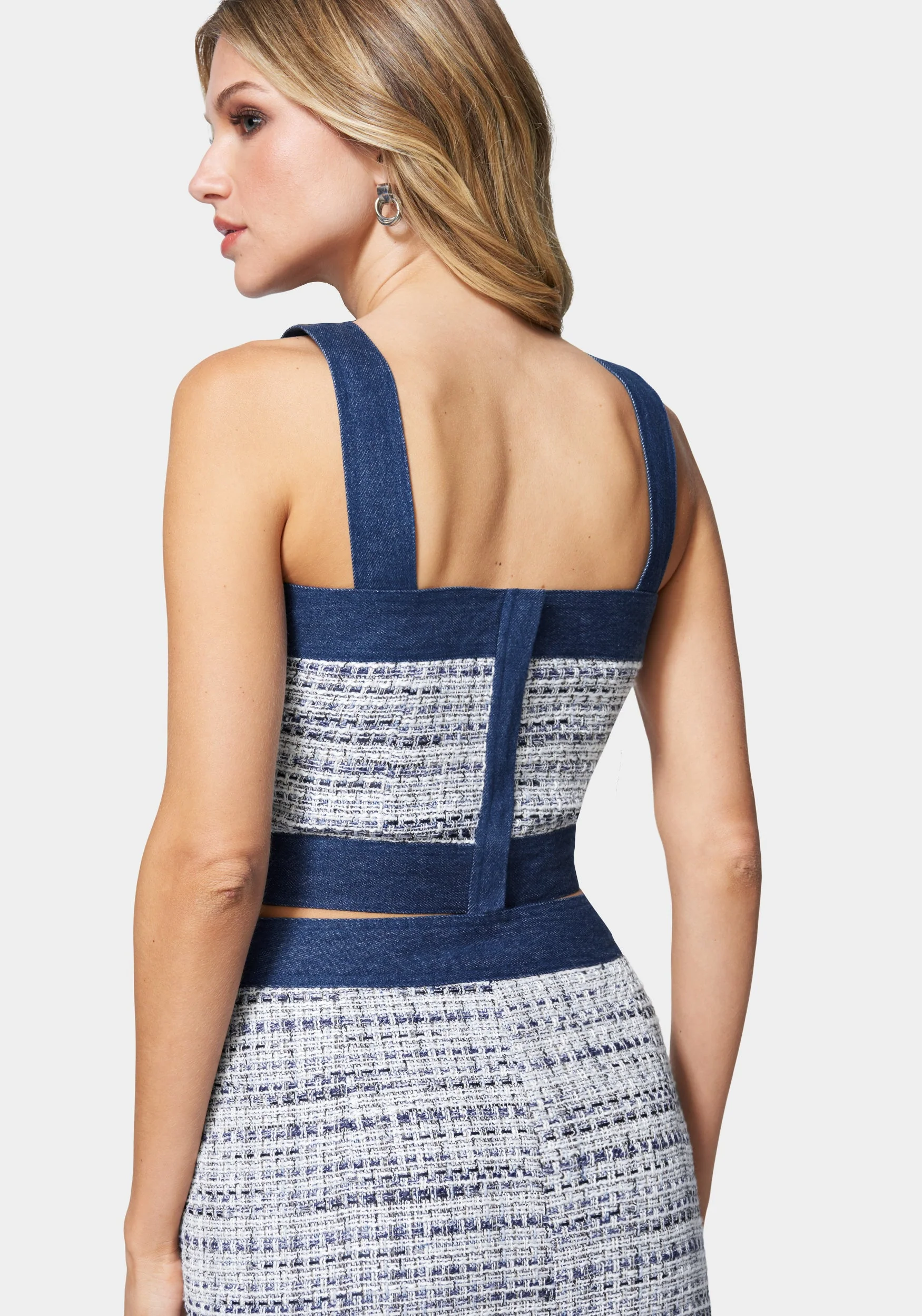 Tweed & Denim Button Front Bustier - Image 3