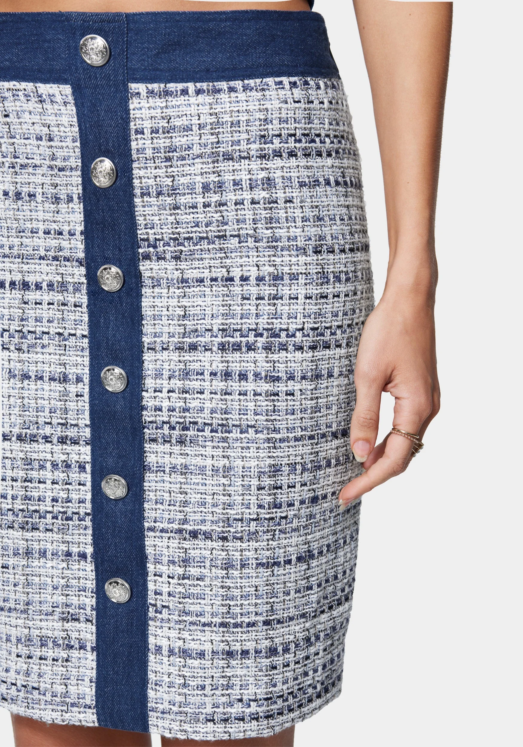 Tweed & Denim Tailored Skirt - Image 4