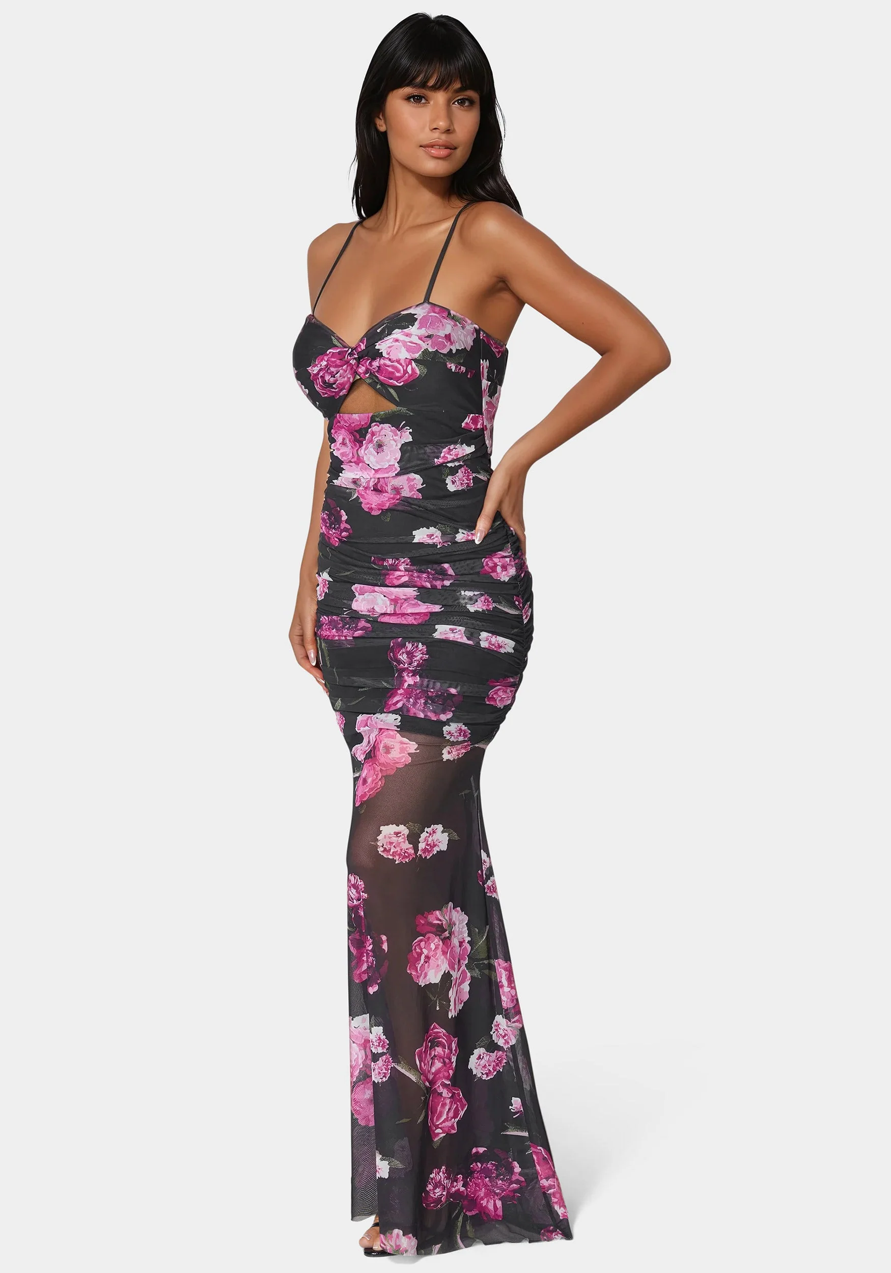 Twist Front Mermaid Mesh Gown - Image 2