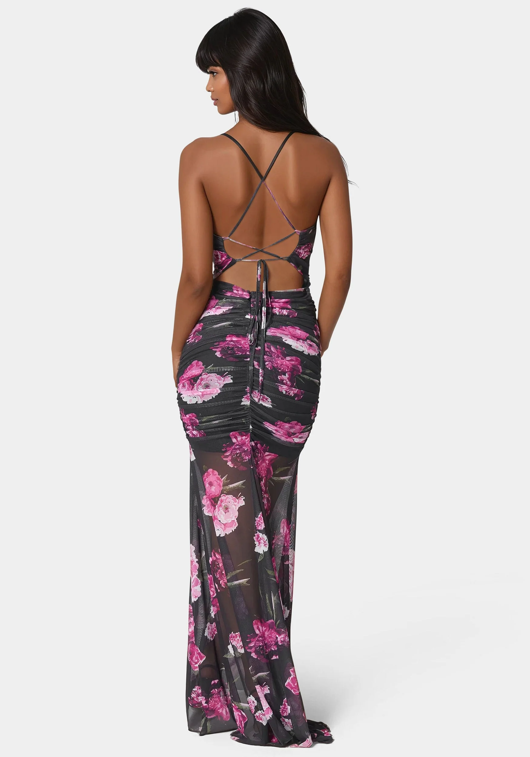 Twist Front Mermaid Mesh Gown - Image 3