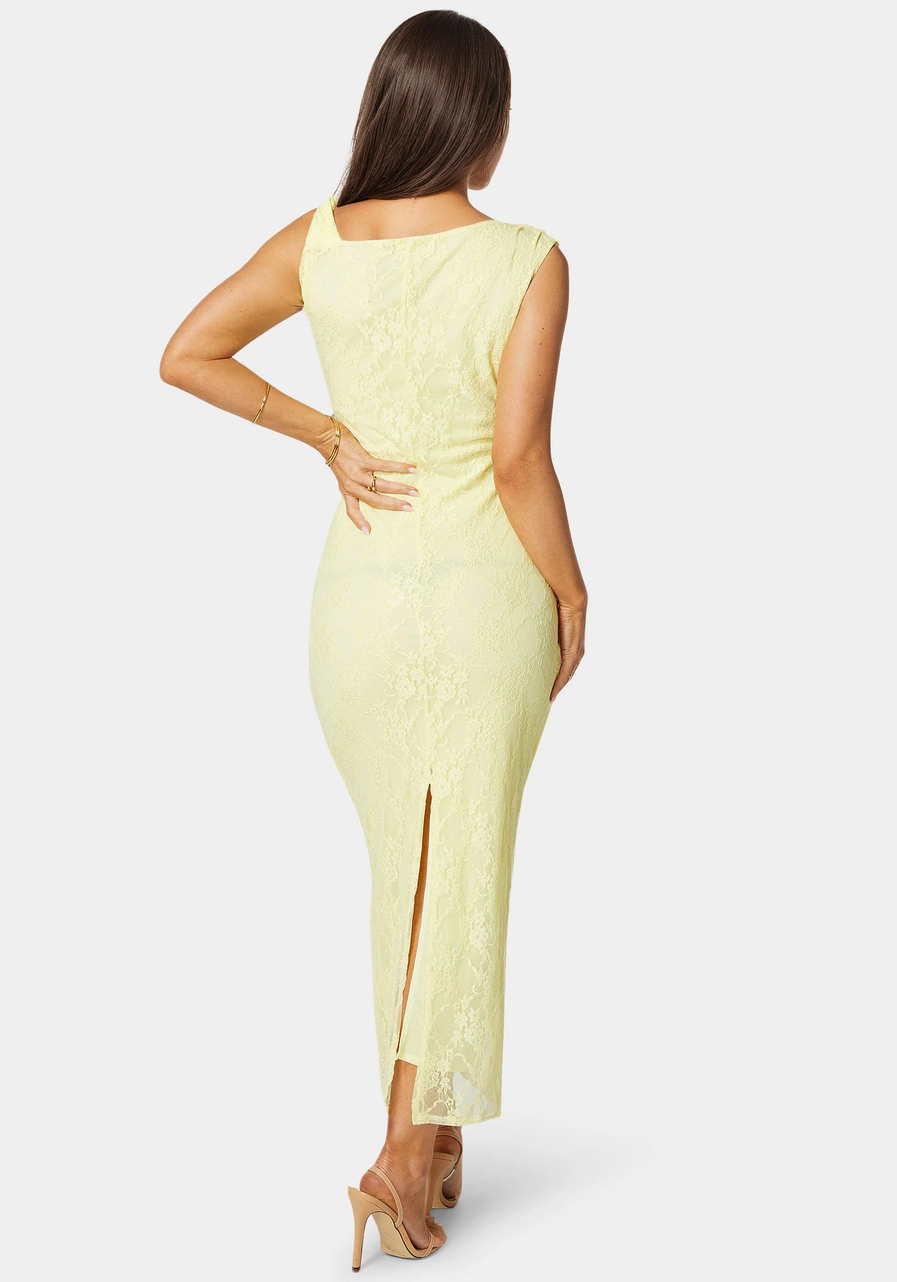 Twist Sleeve Lace Midi Dress - Image 3