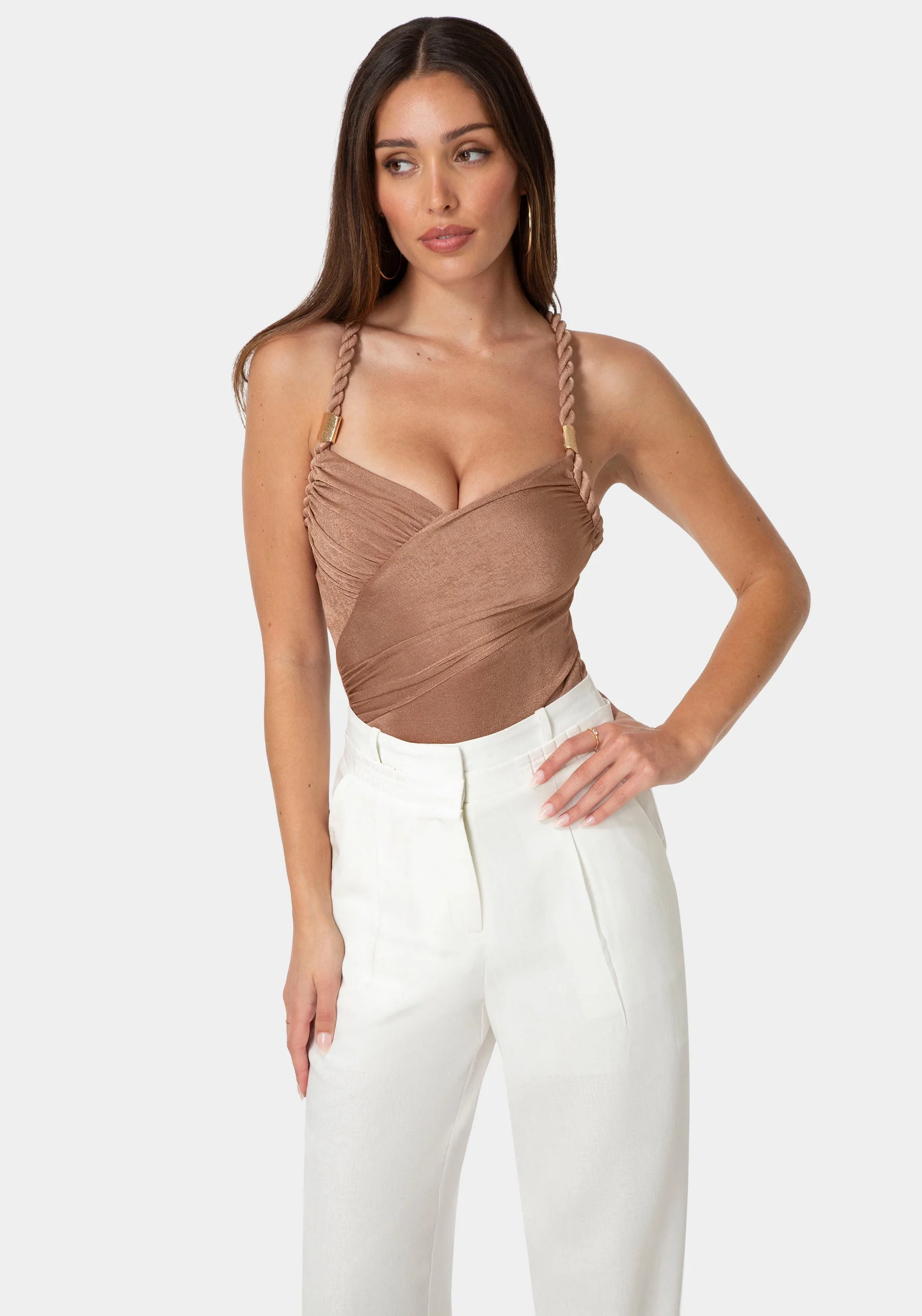 Twisted Strap Draped Bodysuit