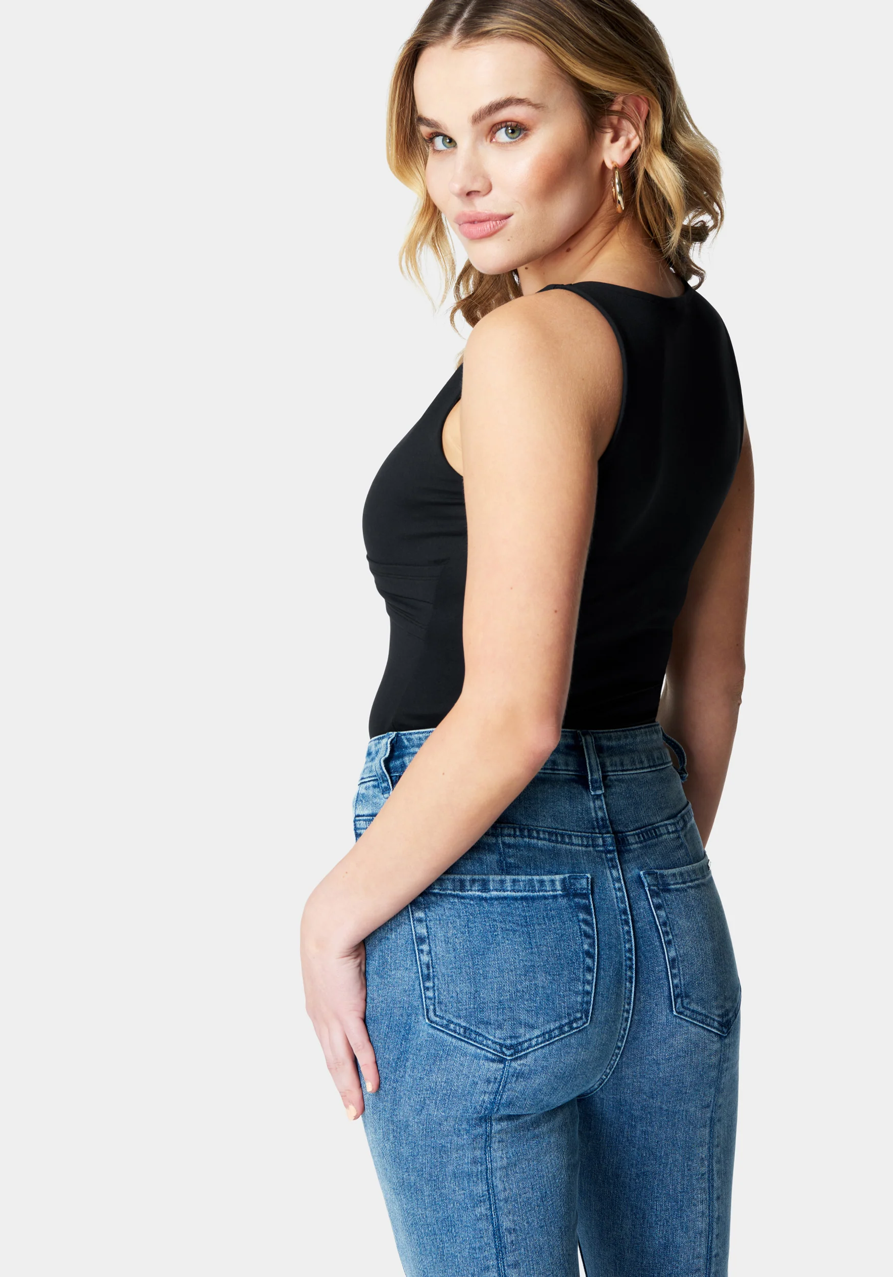 U Ring Sleeveless Plunging Knit Top - Image 3