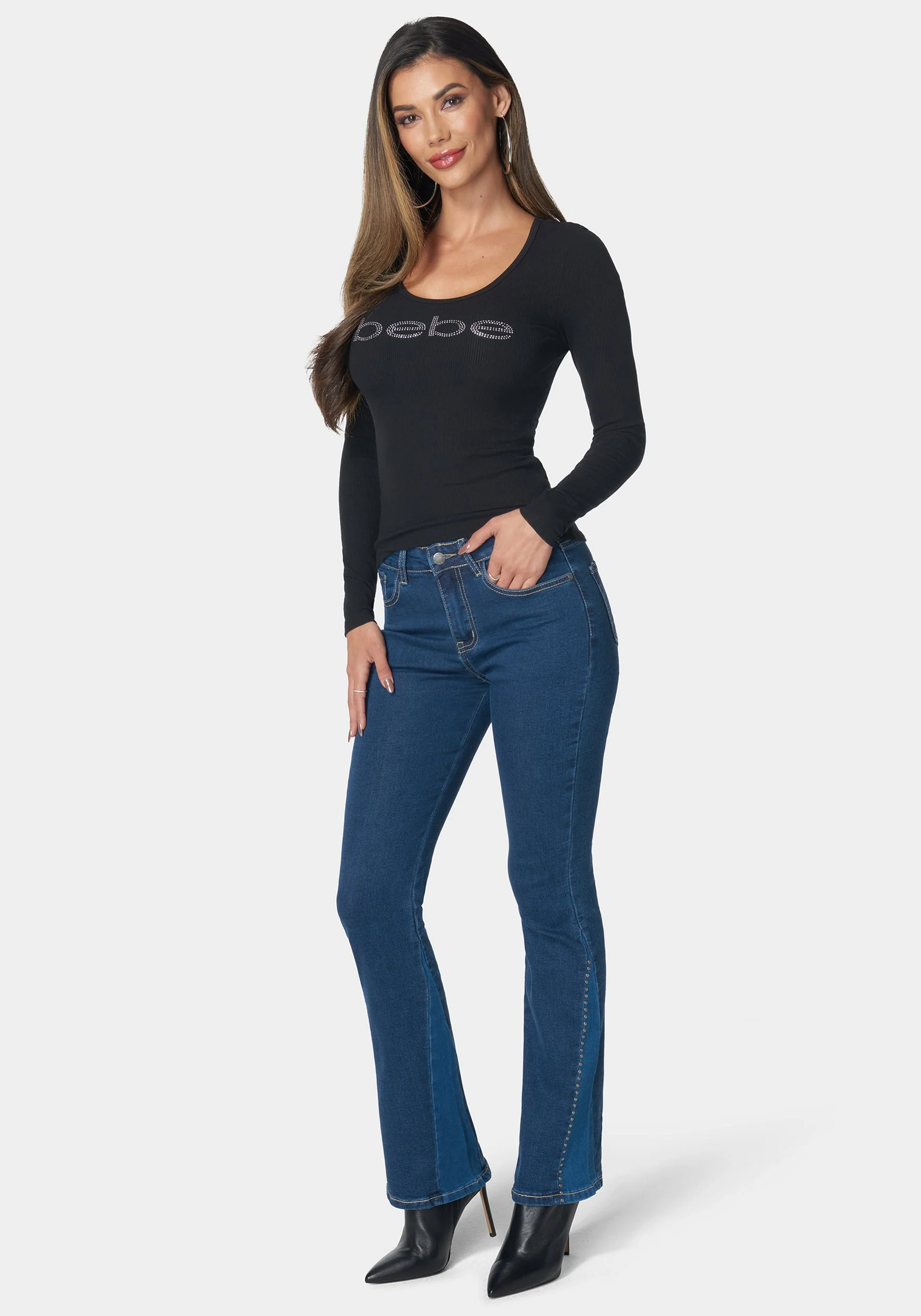 V Flare Jean With Rhinestones - Image 2