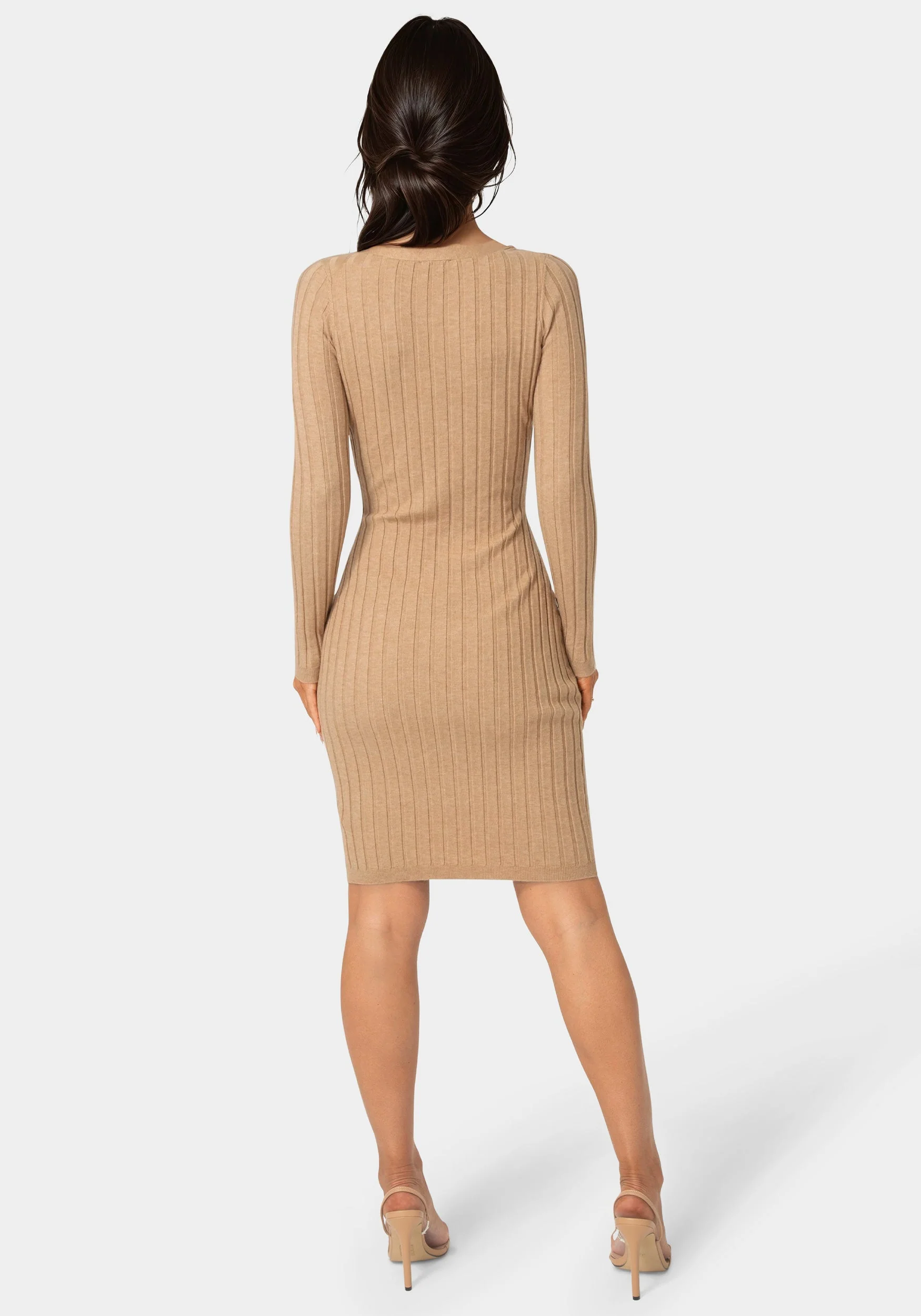 V-Neck Cardigan Midi Dress - Image 3