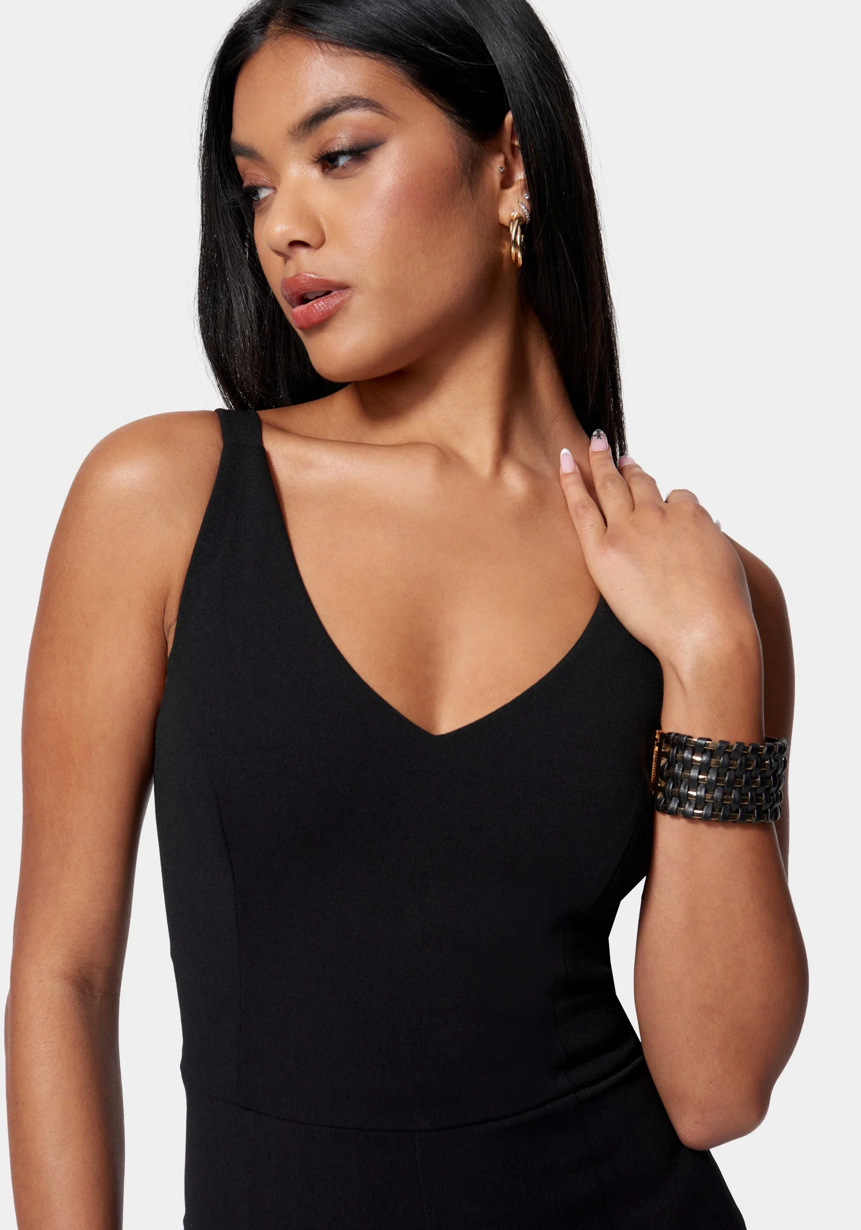 V Neck Open Leg Jumpsuit - Image 4