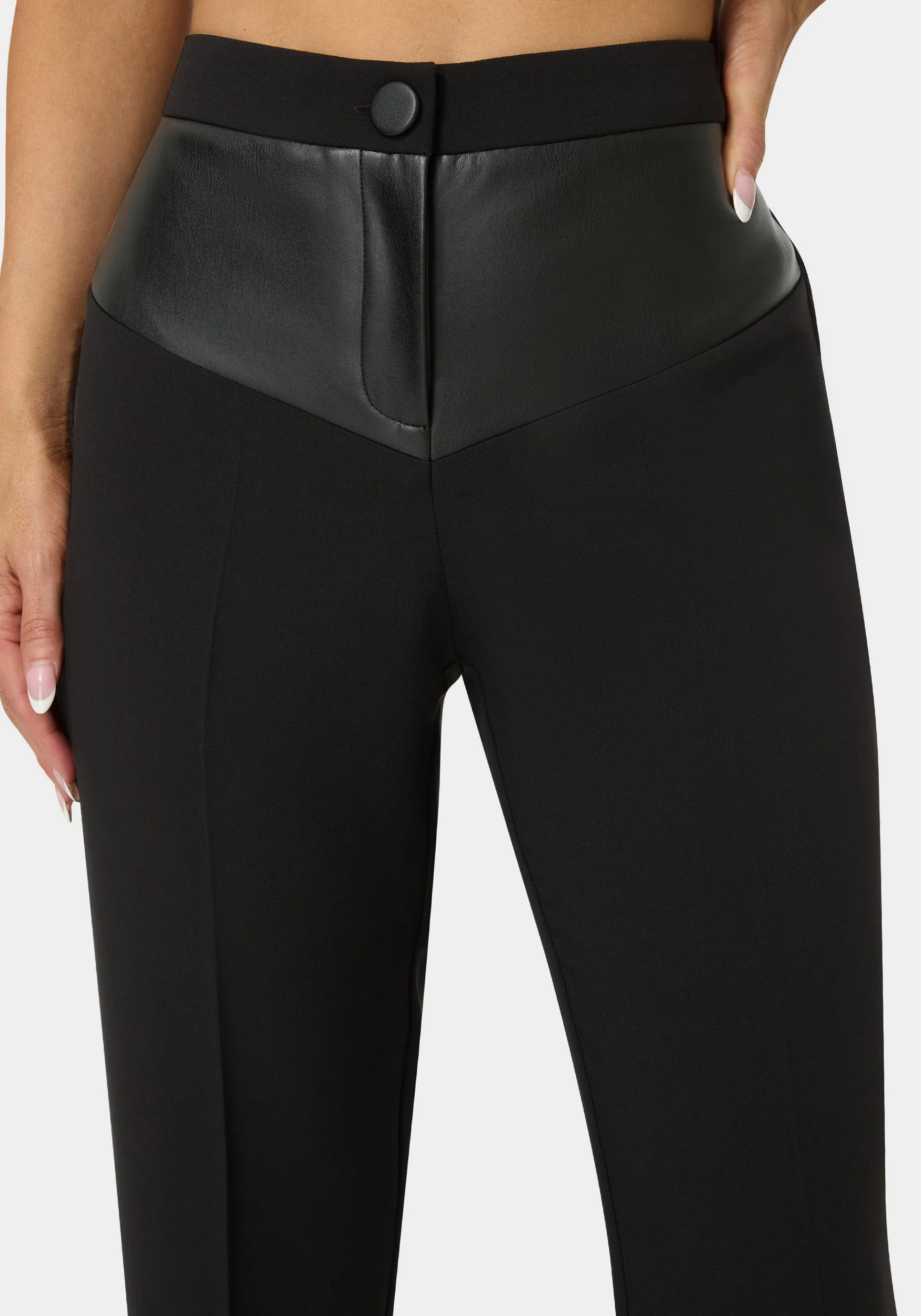 Vegan Leather Combo Straight Leg Trouser - Image 5