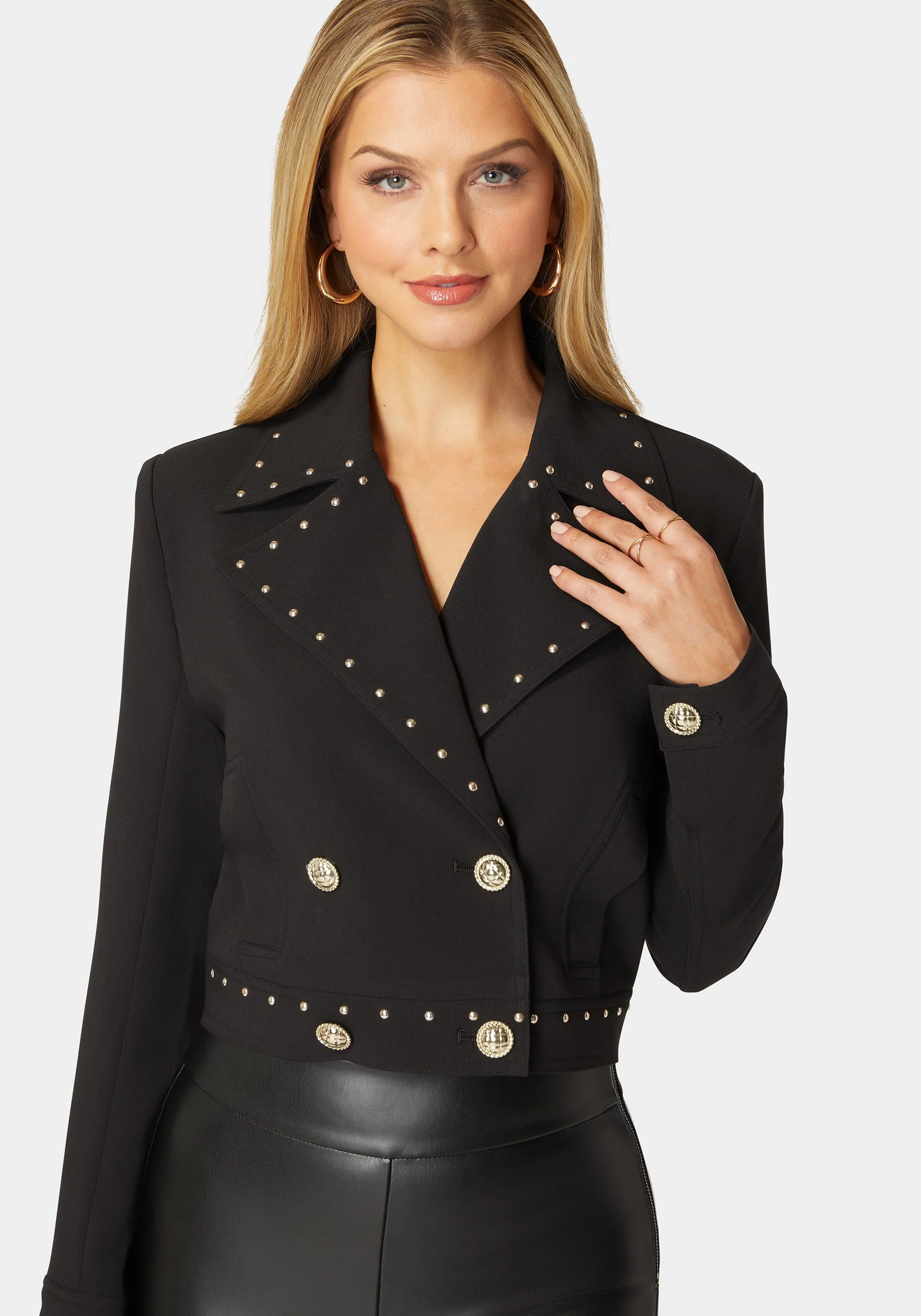 Studded Woven Twill Blazer - Image 4