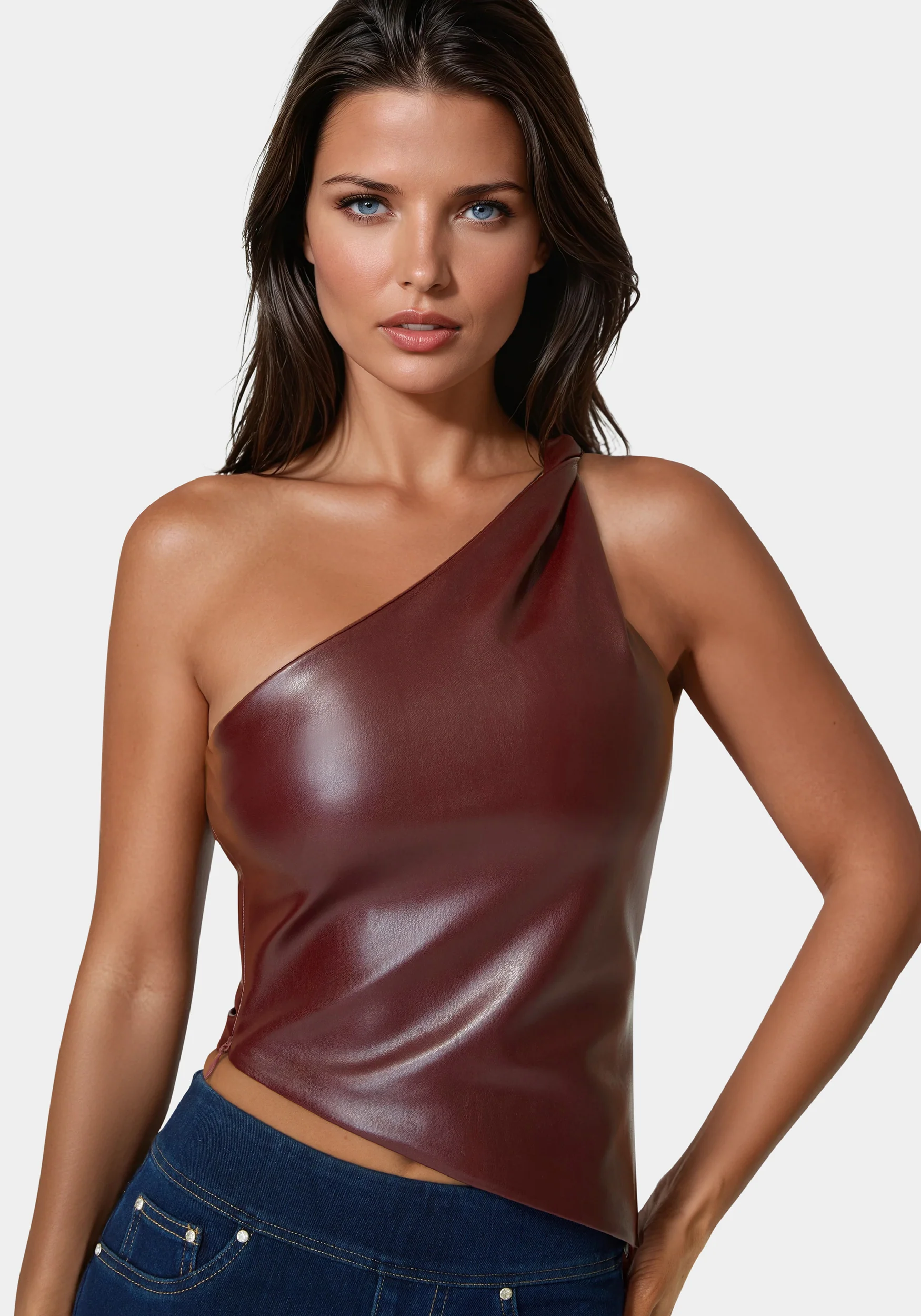 Vegan Leather One Shoulder Top - Image 4