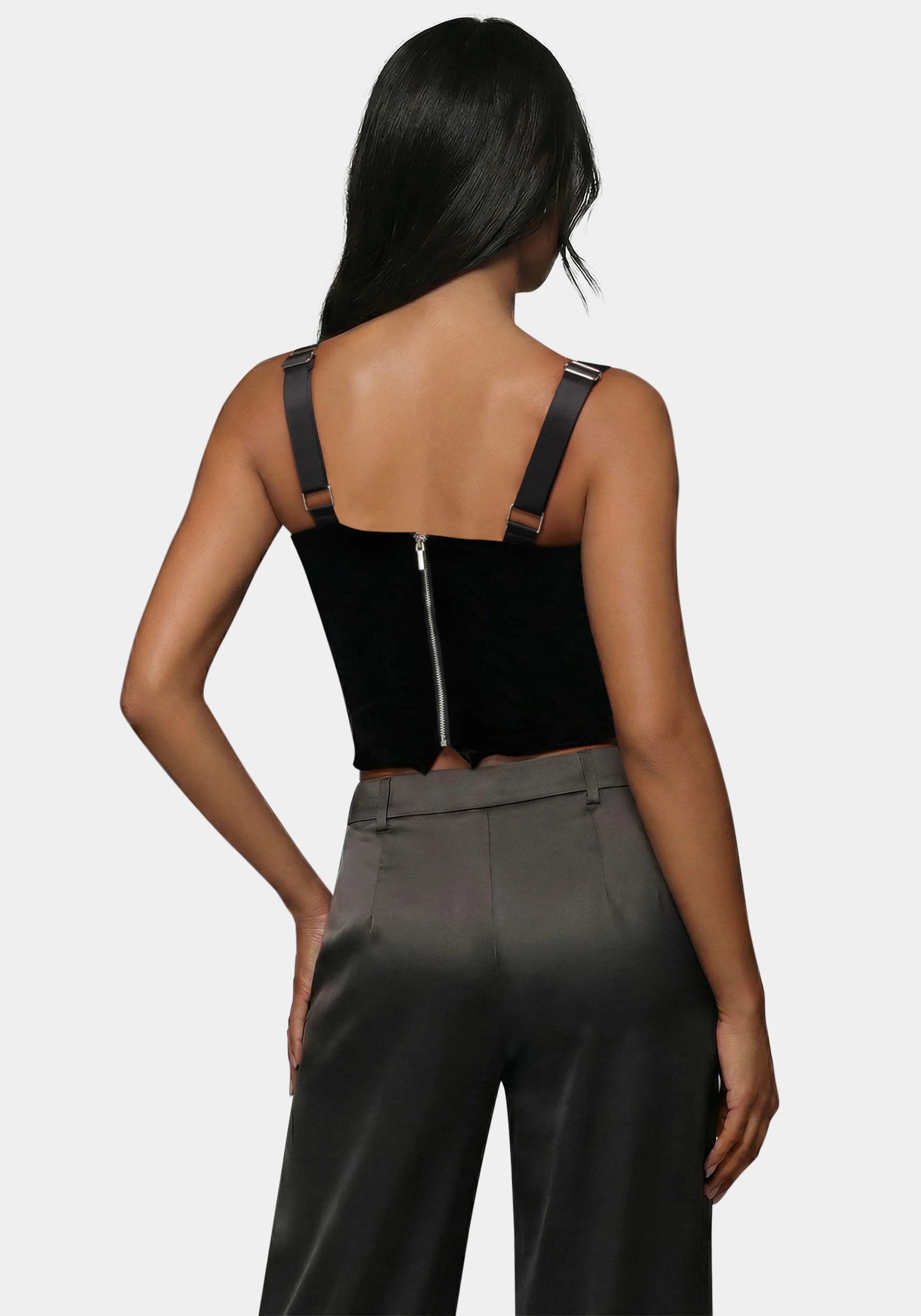 Velour & Satin Detail Corset - Image 3