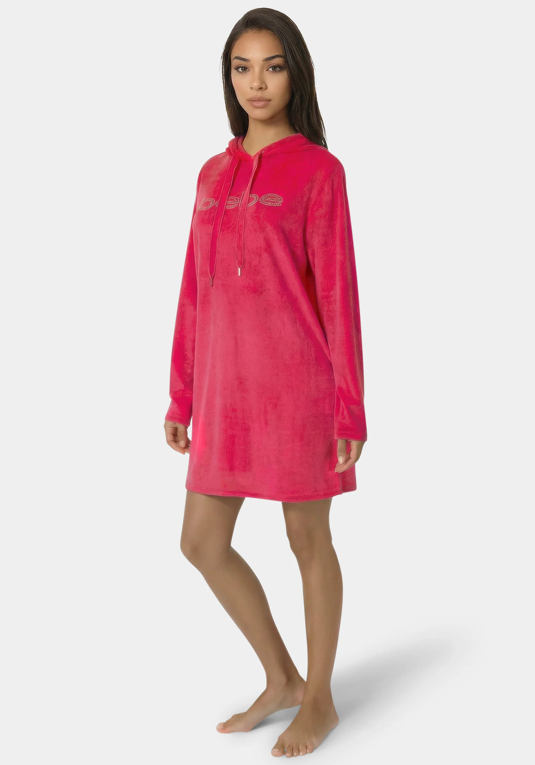 Velour Hooded Rhinestone Sleep & Lounge Dress - Image 2