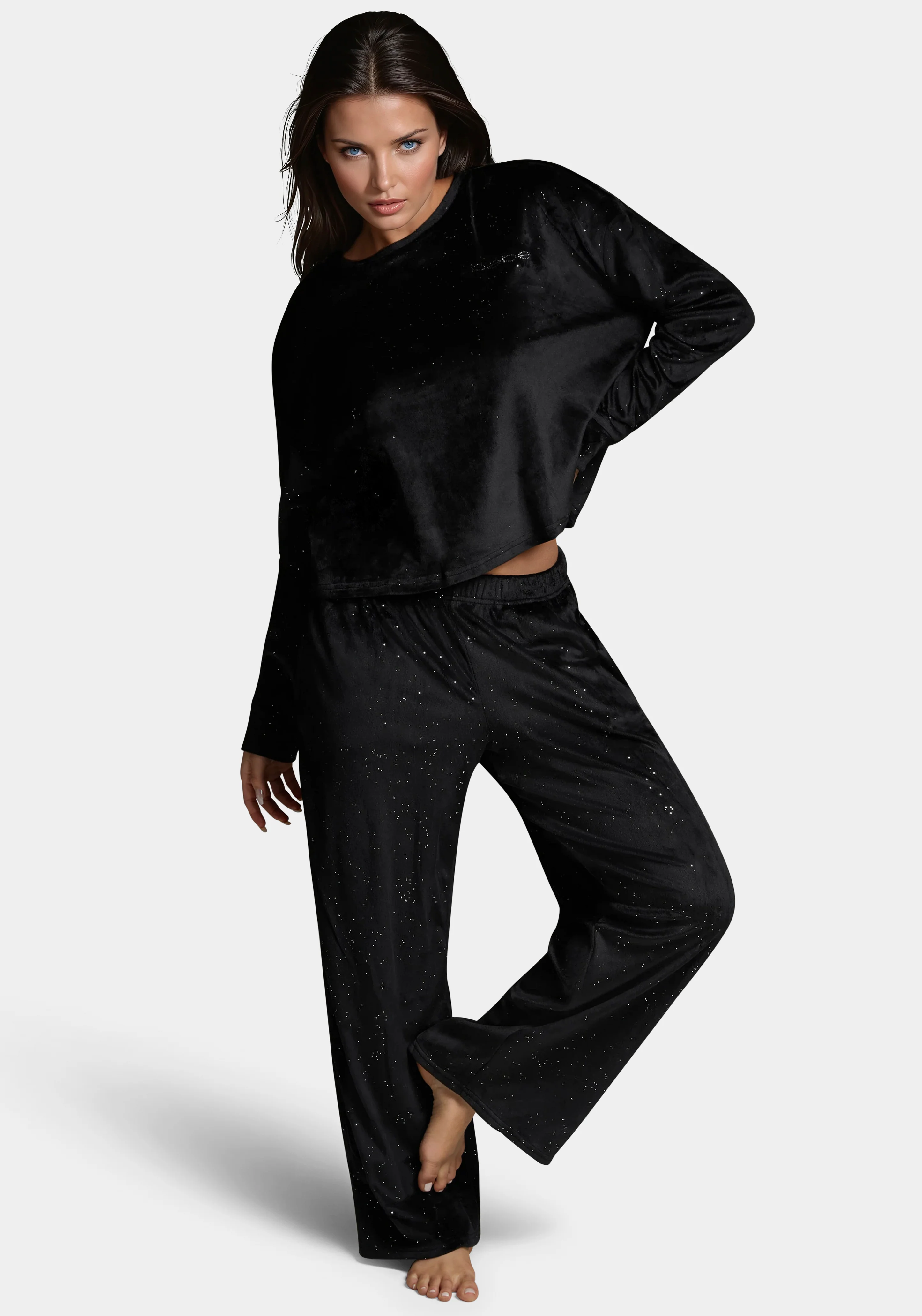 Velour Pant Set With Mirror Paper
