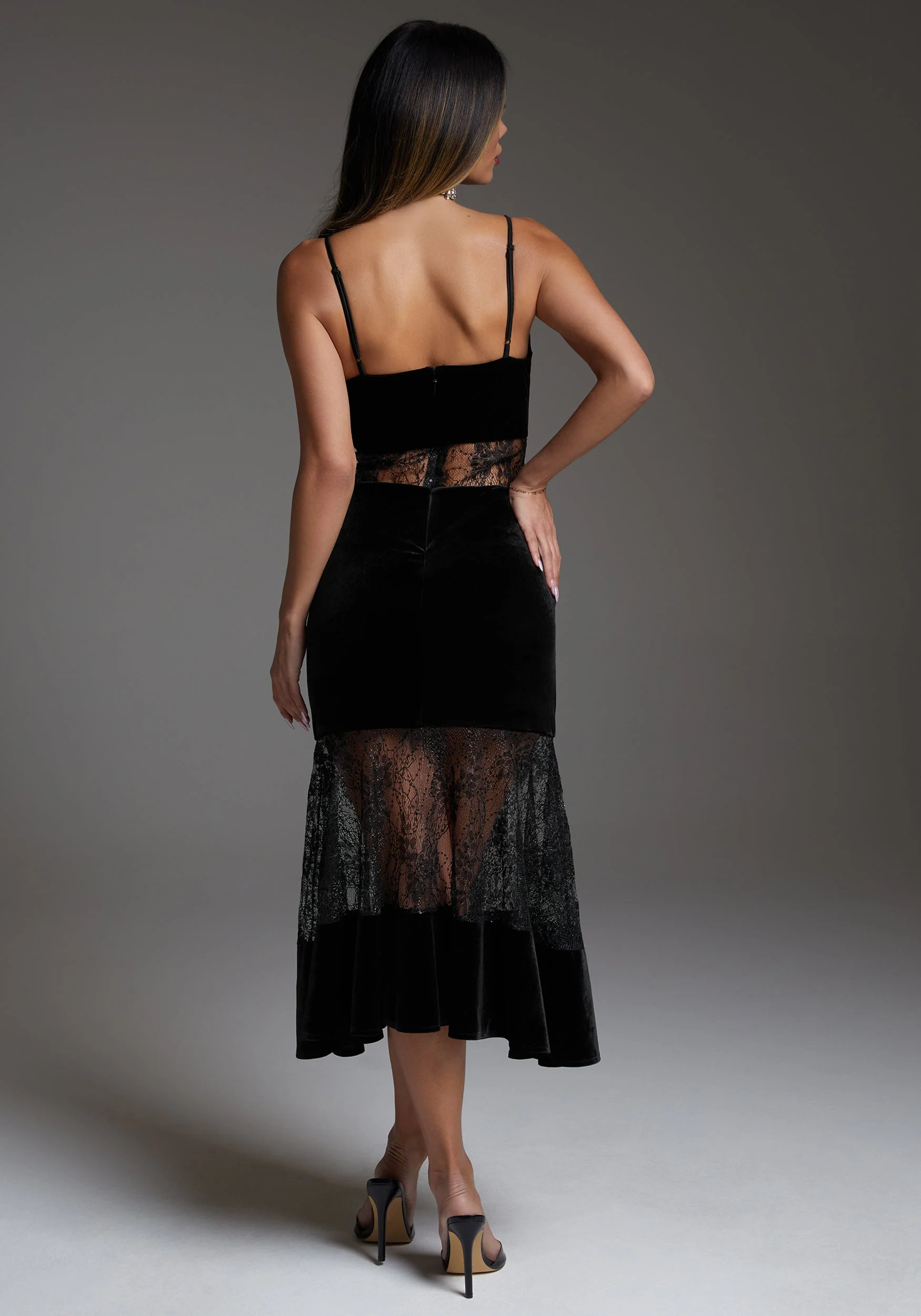 Velvet Lace Midi Dress - Image 3