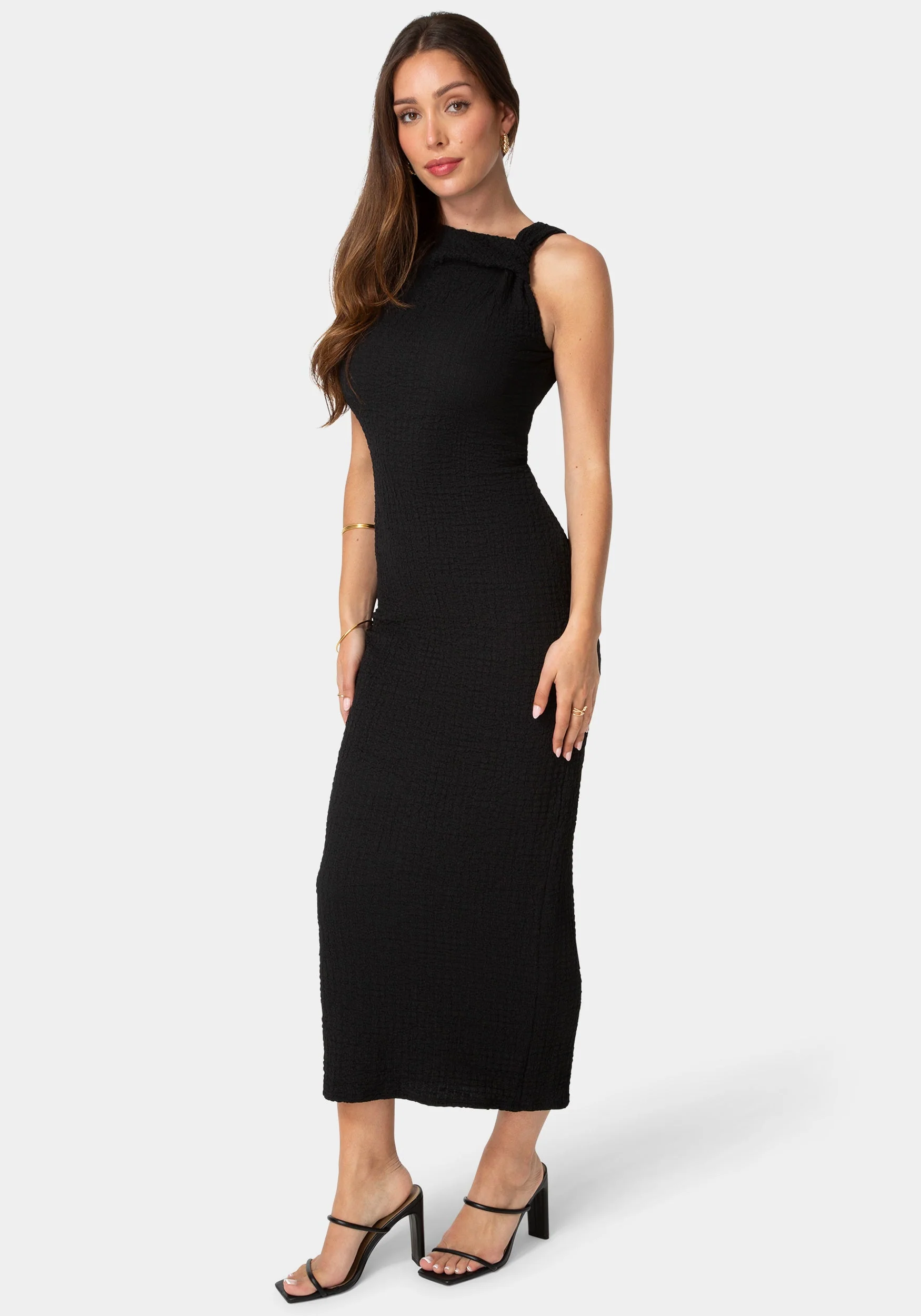 Waffle Crepe Twist Sleeveless Maxi Dress - Image 2