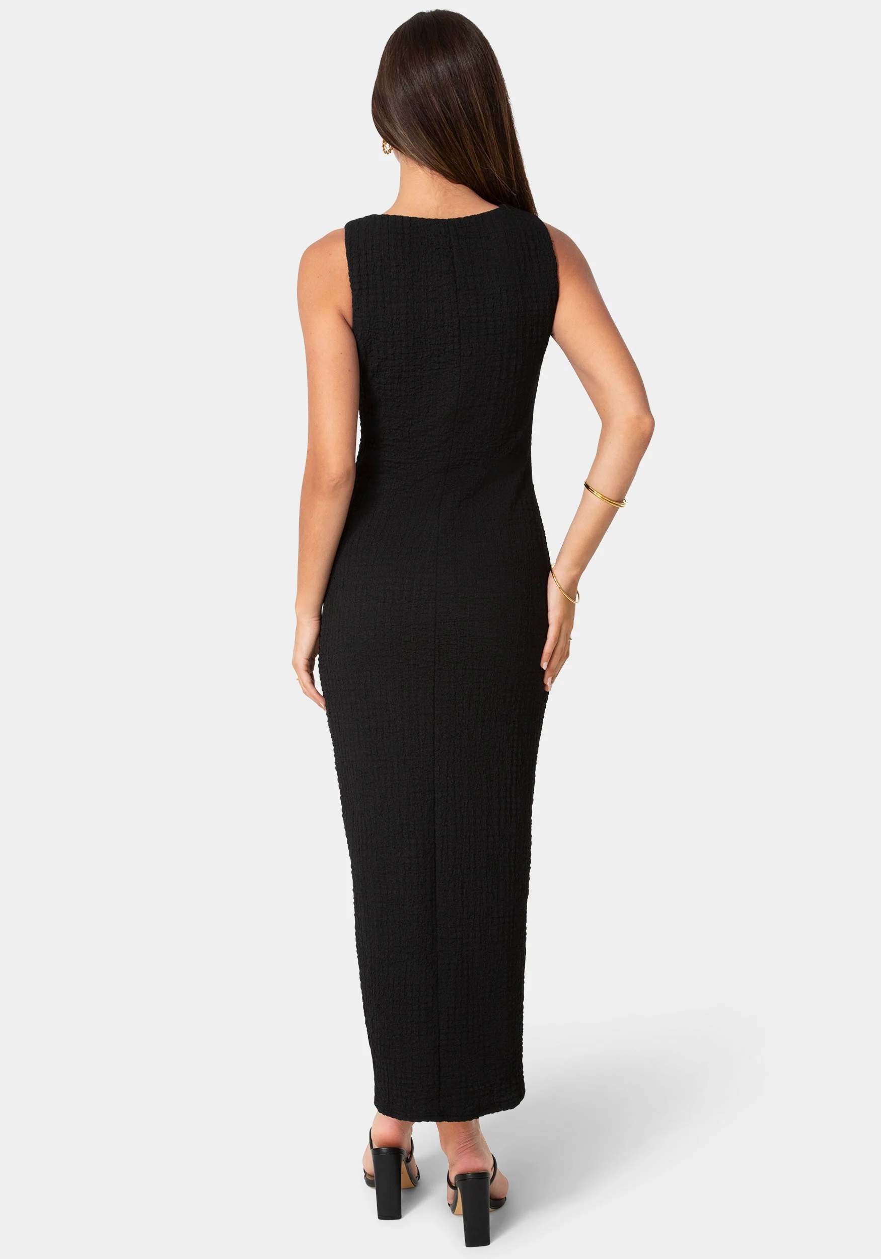 Waffle Crepe Twist Sleeveless Maxi Dress - Image 3