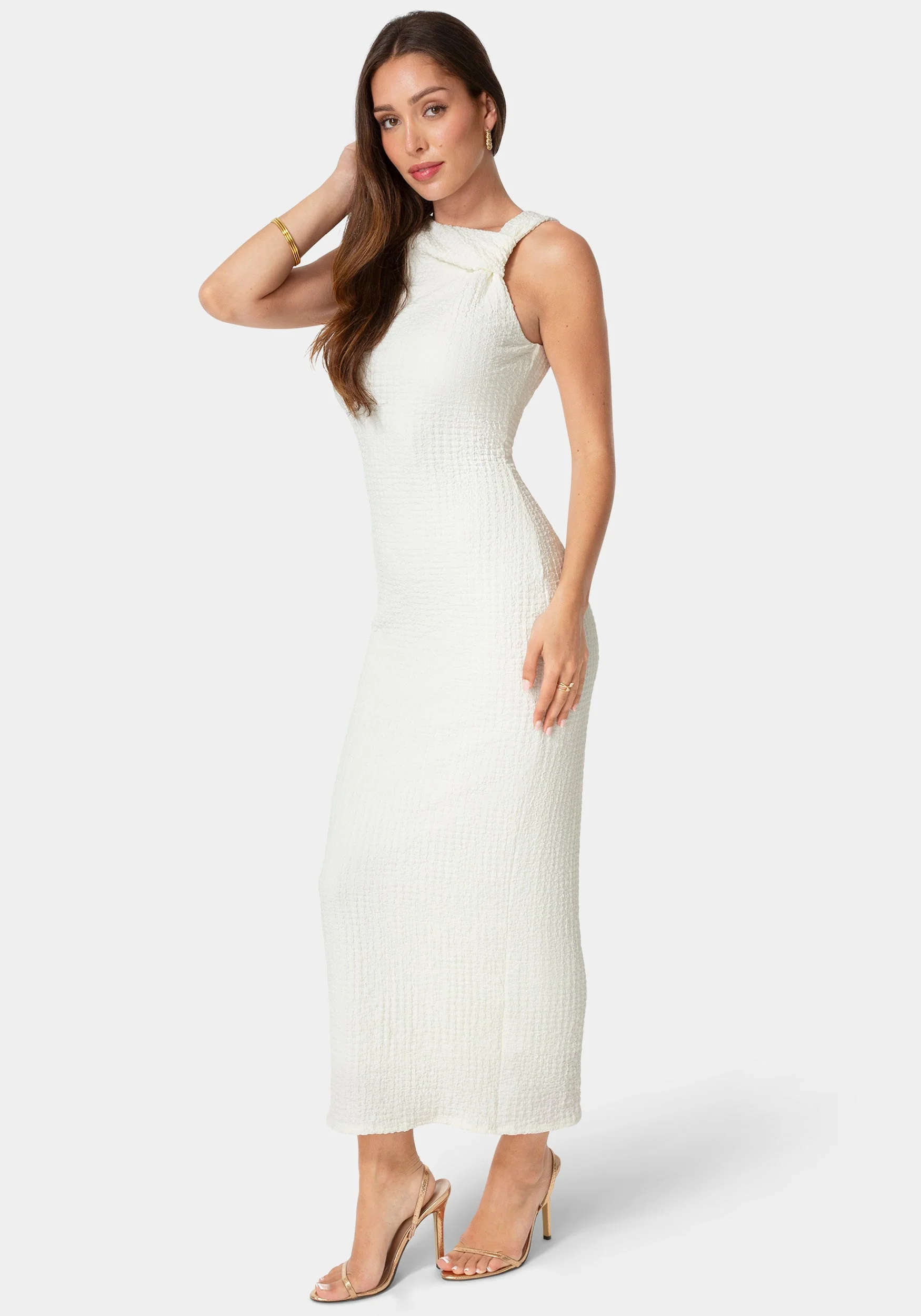 Waffle Crepe Twist Sleeveless Maxi Dress - Image 2