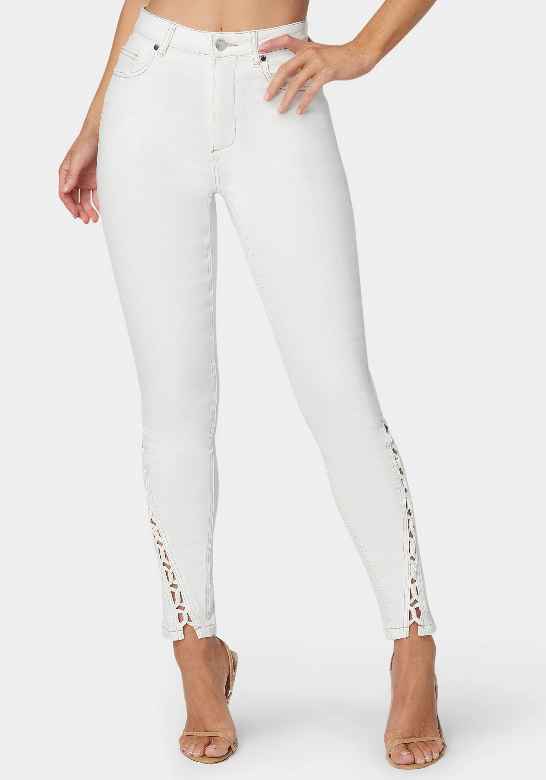 White High Waist Skinny Leg Jeans