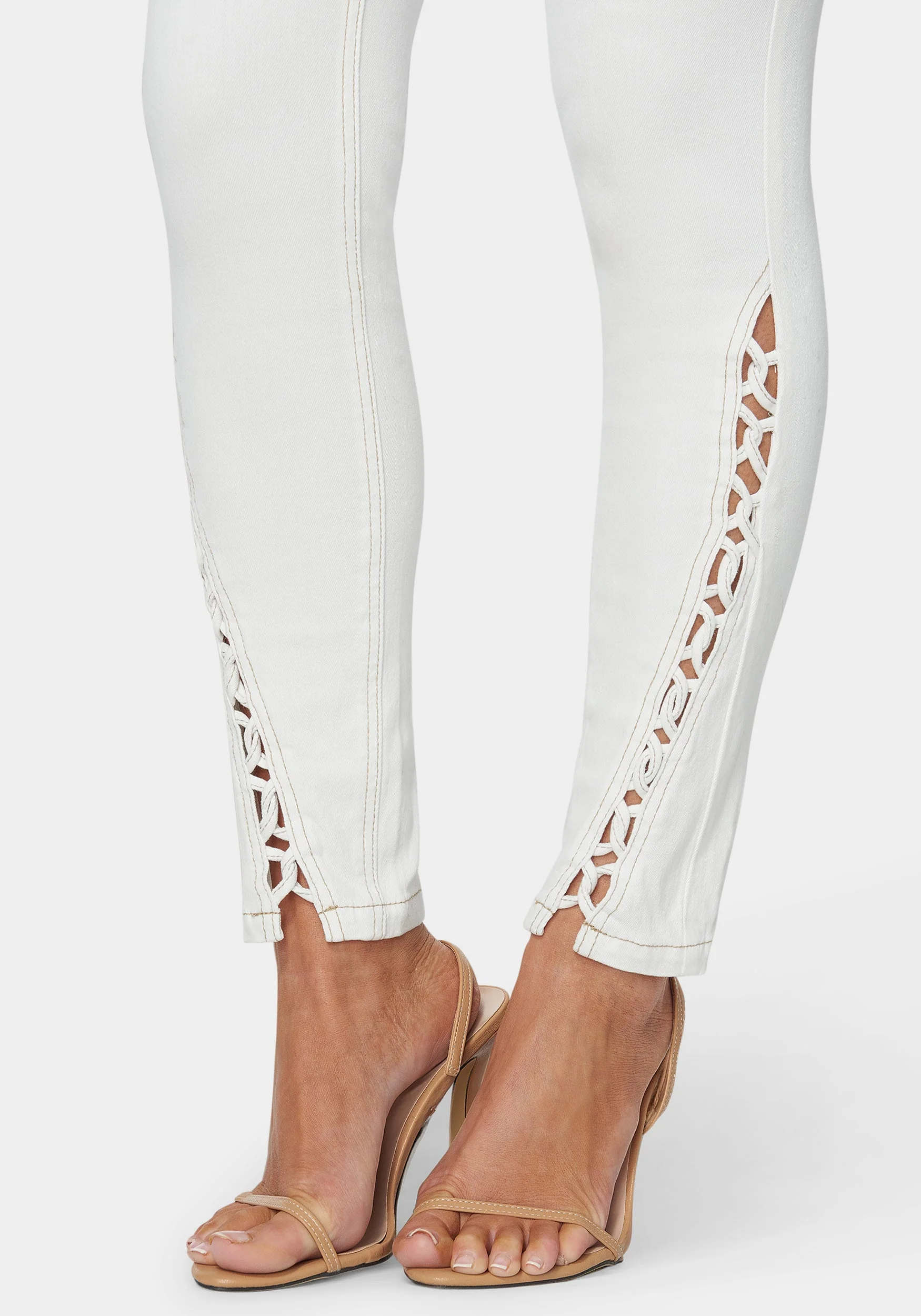 White High Waist Skinny Leg Jeans - Image 4