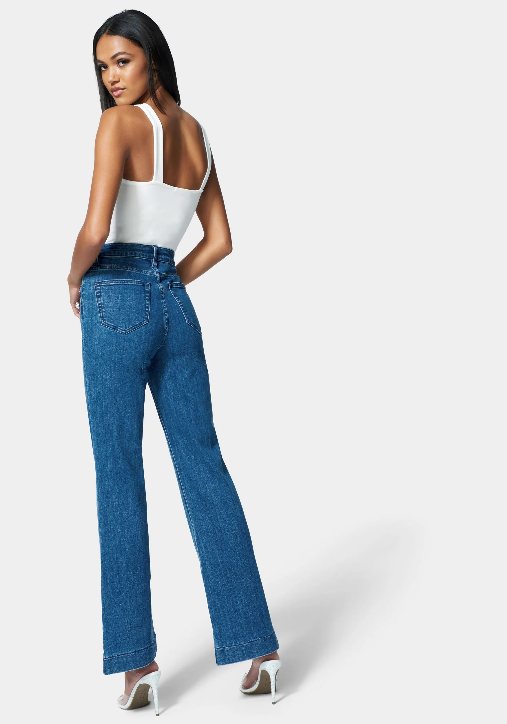 Wide Leg Button Detail Jean - Image 3