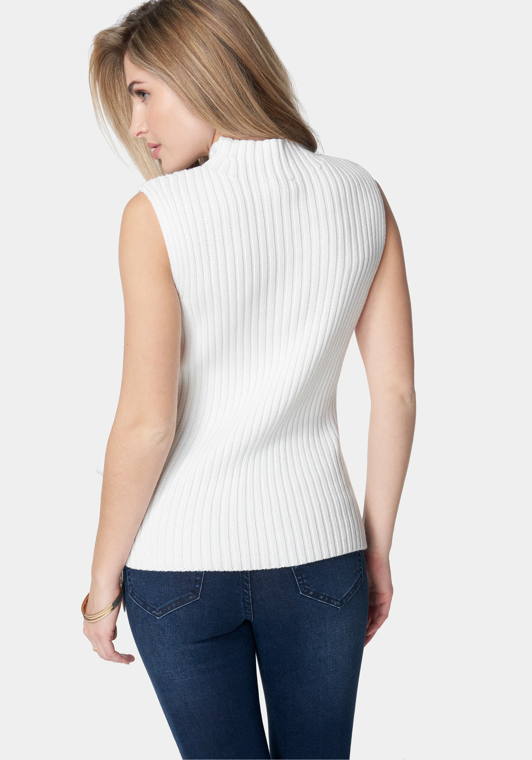Wool Blend Side Lace Up Sleeveless Sweater Top - Image 3