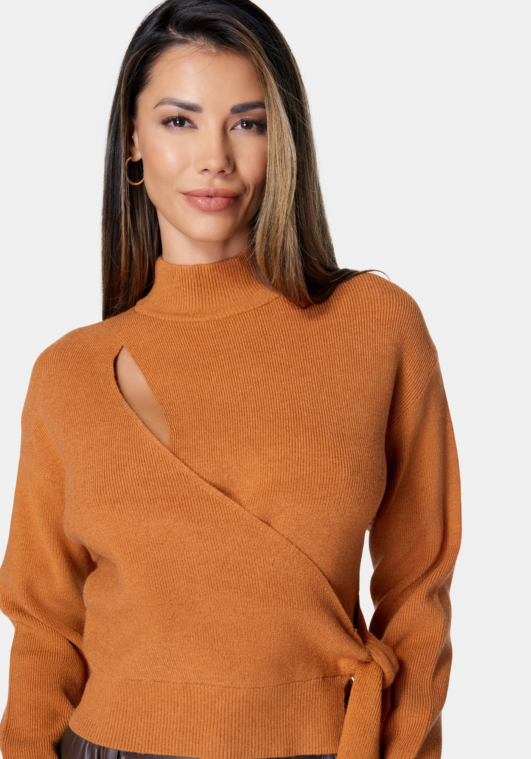 Wrap Front Mock Neck Sweater - Image 4