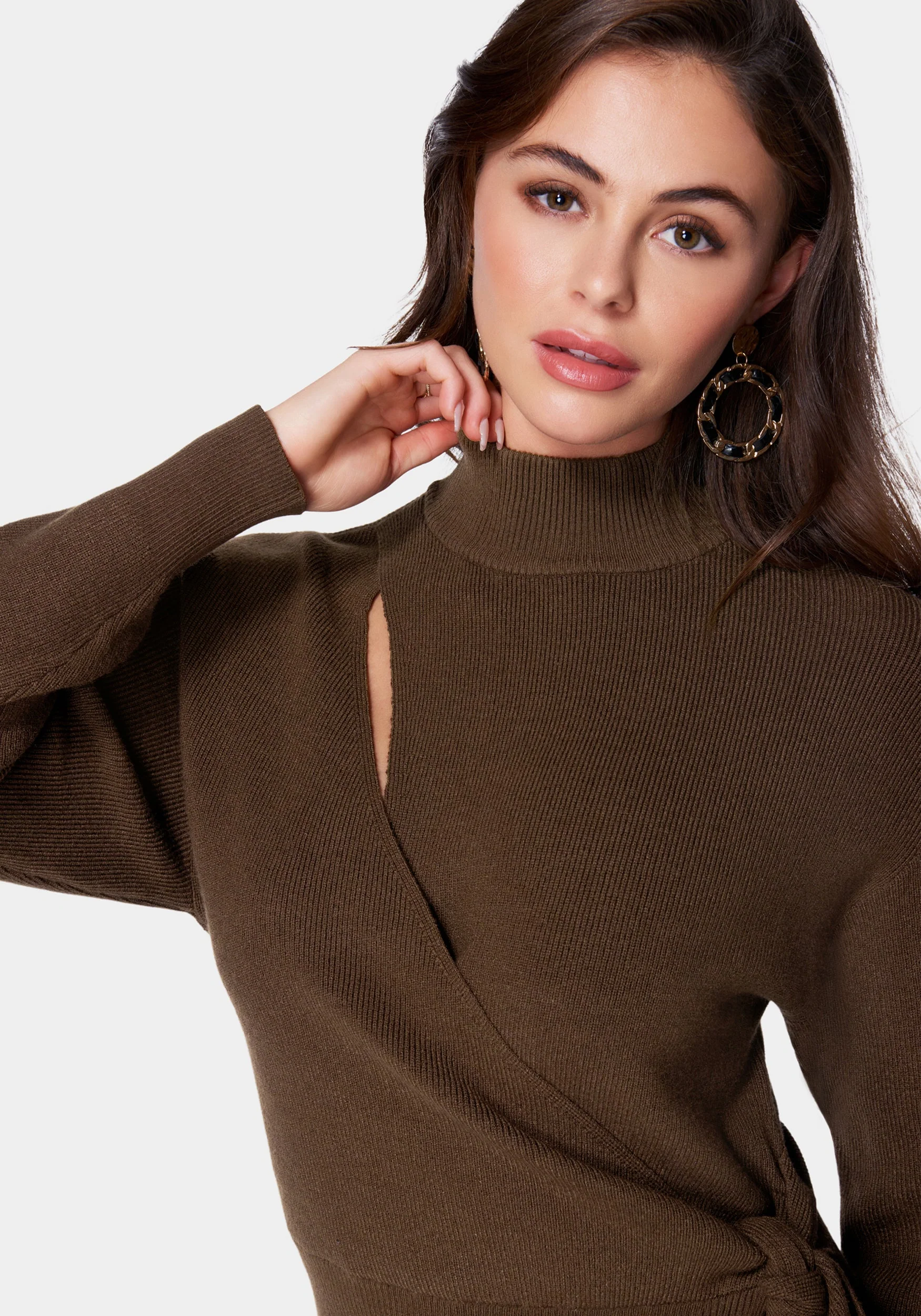 Wrap Front Mock Neck Sweater - Image 4
