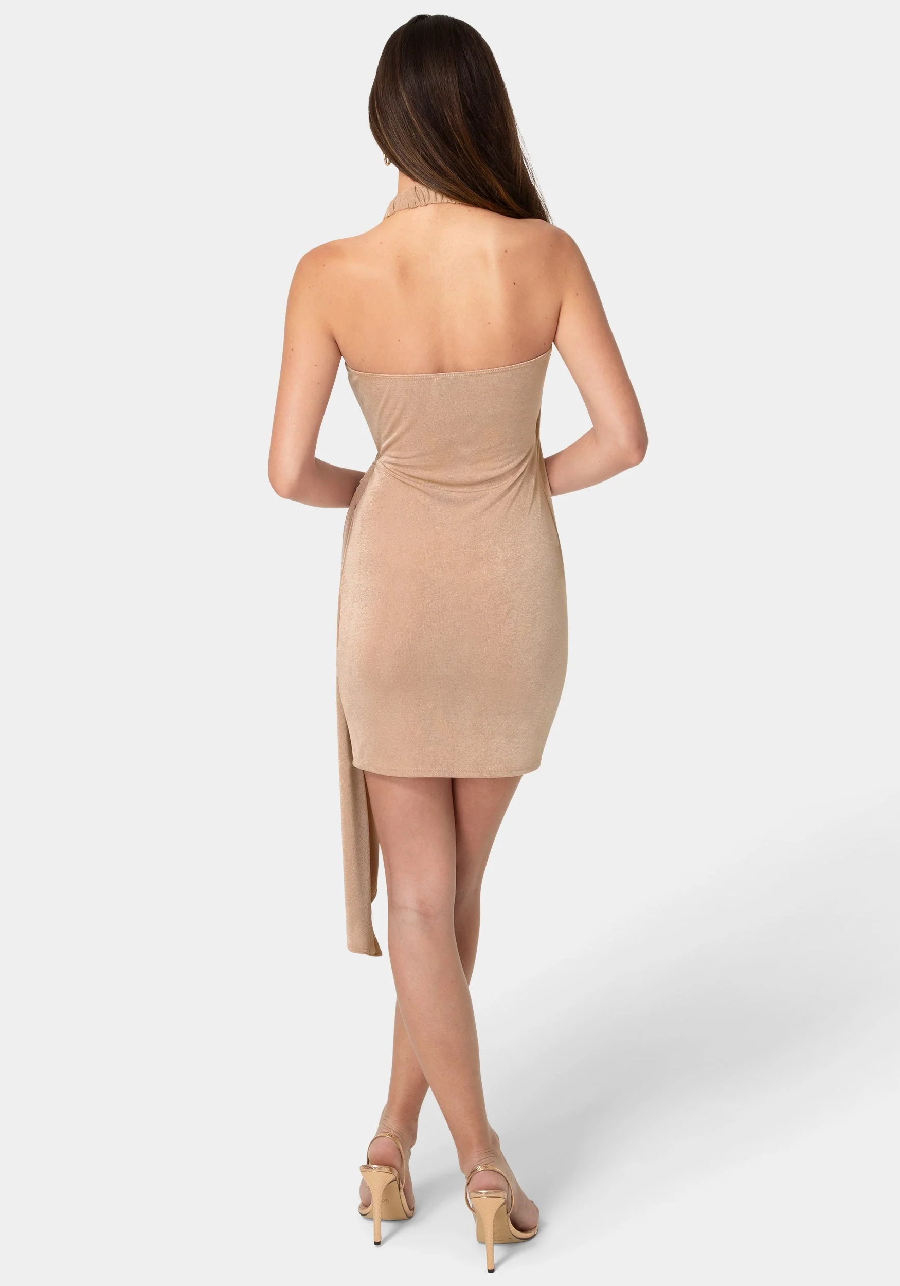 Wrap Halter Cascade Dress - Image 3