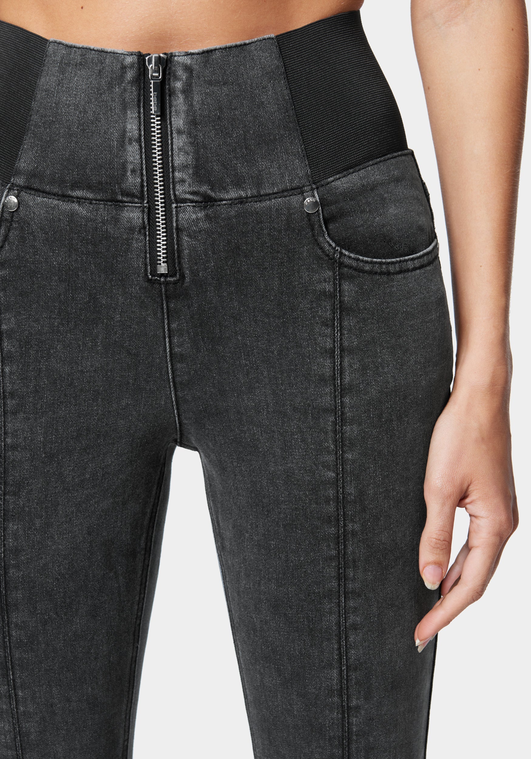 Zip Front Elastic Skinny Jean - Image 4